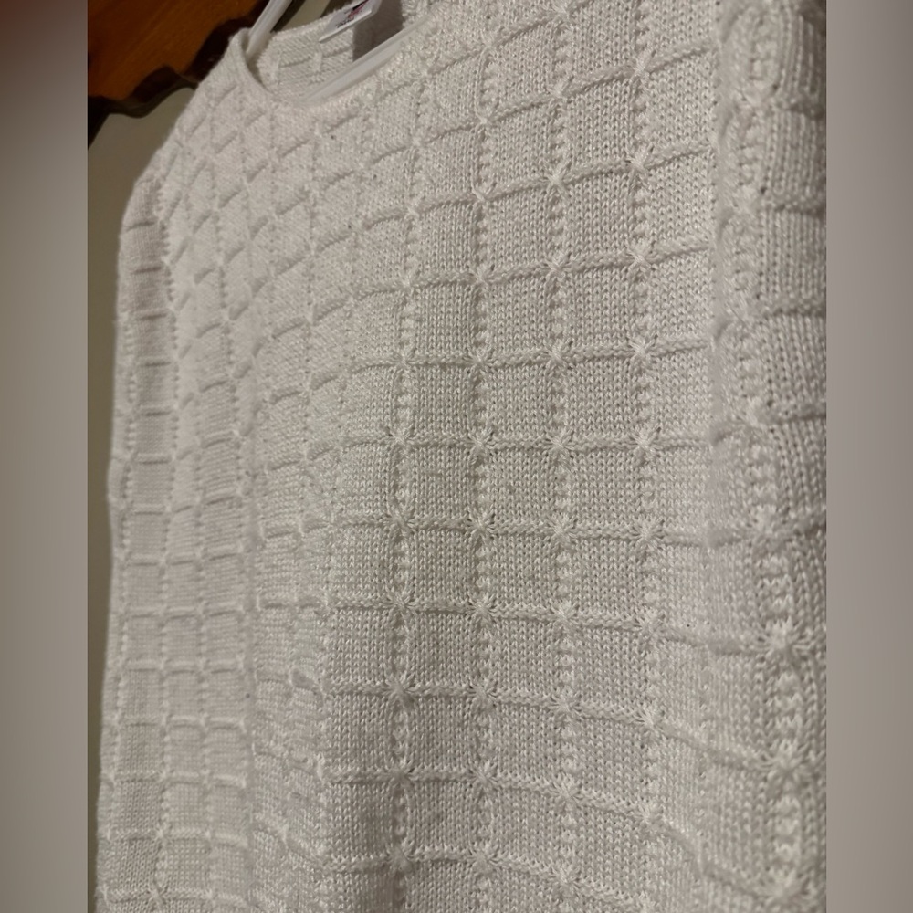 Sweater Bazaar Sweater Vest Women’s Small White Vintage Grandma - Picture 2 of 6